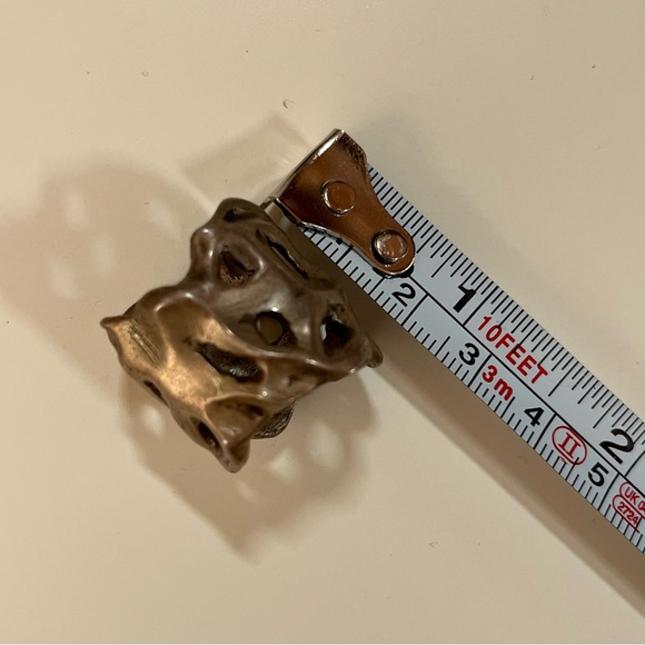 Vintage Heavy sterling silver Brutalist Rustic Goth Mobwife thick Wide Band - Picture 9 of 17